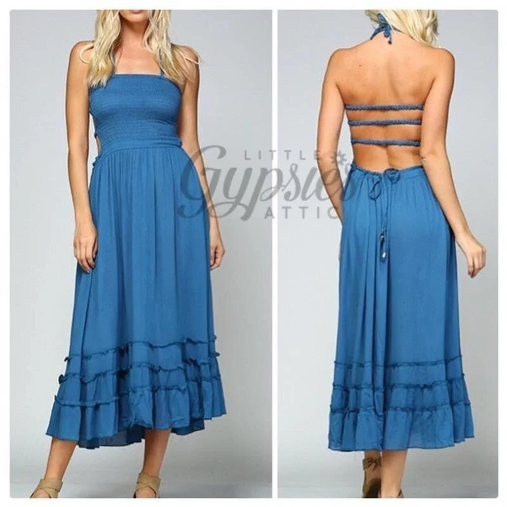 Handmade Tropical Resort Bohemian Maxi Dress - Picture 2 of 13